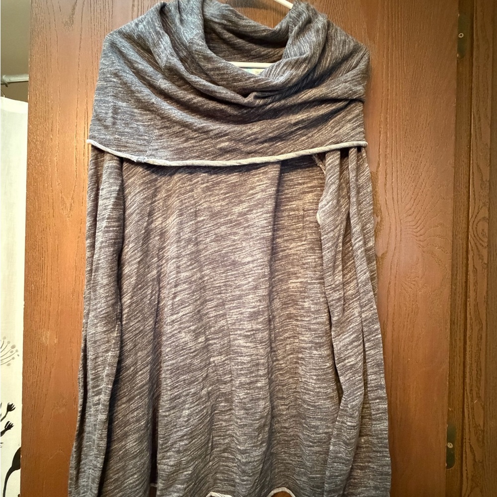 Elegant Heather Gray Cowl Neck Sweater
